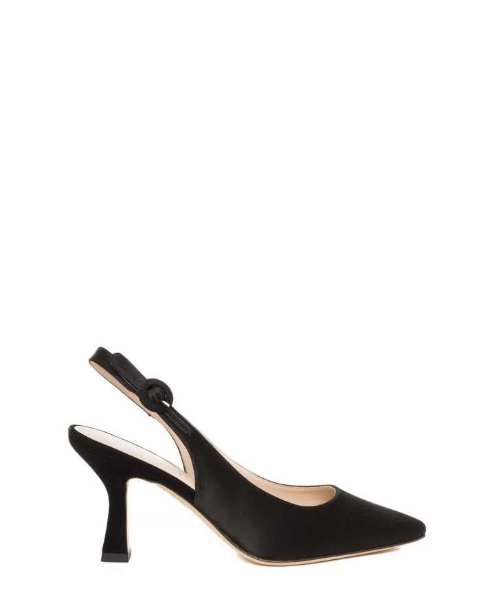 LELLA BALDI Sandalo slingback in raso e camoscio