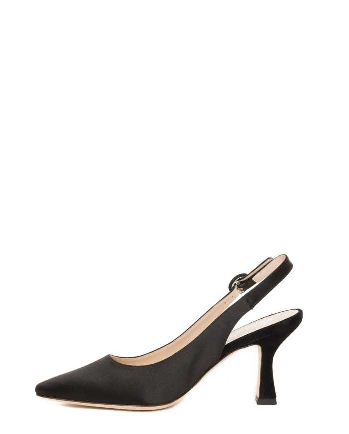 LELLA BALDI Sandalo slingback in raso e camoscio