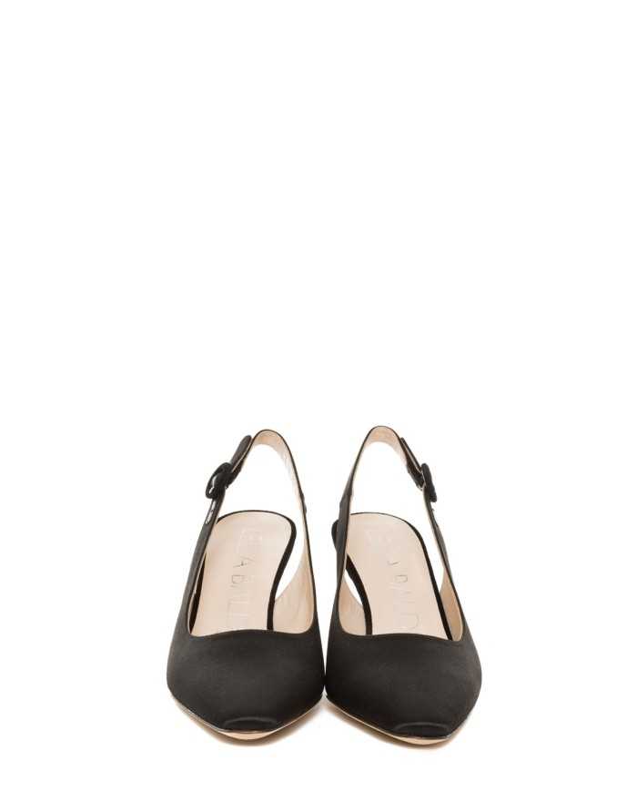 LELLA BALDI Sandalo slingback in raso e camoscio