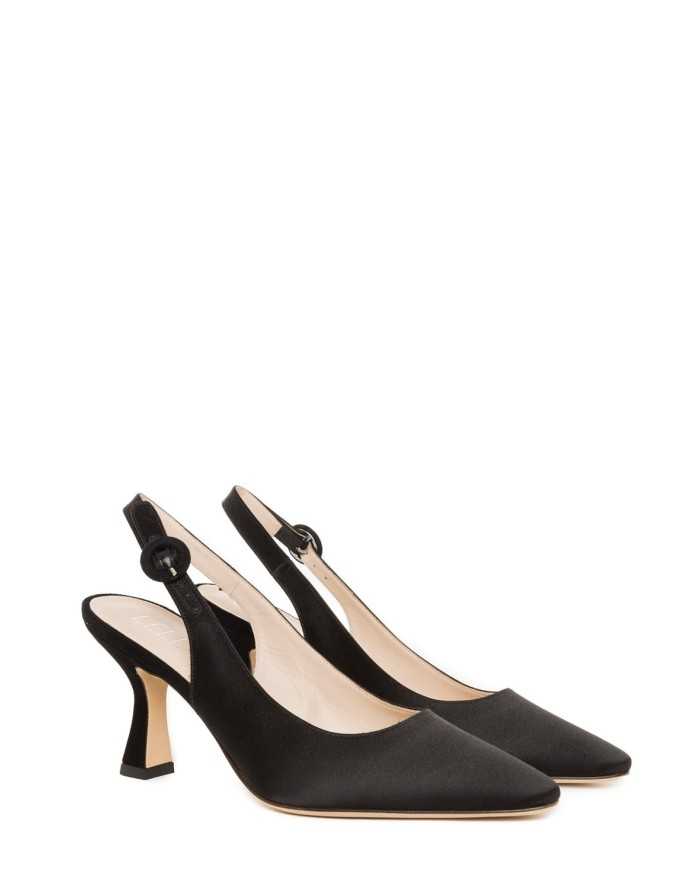 LELLA BALDI Sandalo slingback in raso e camoscio