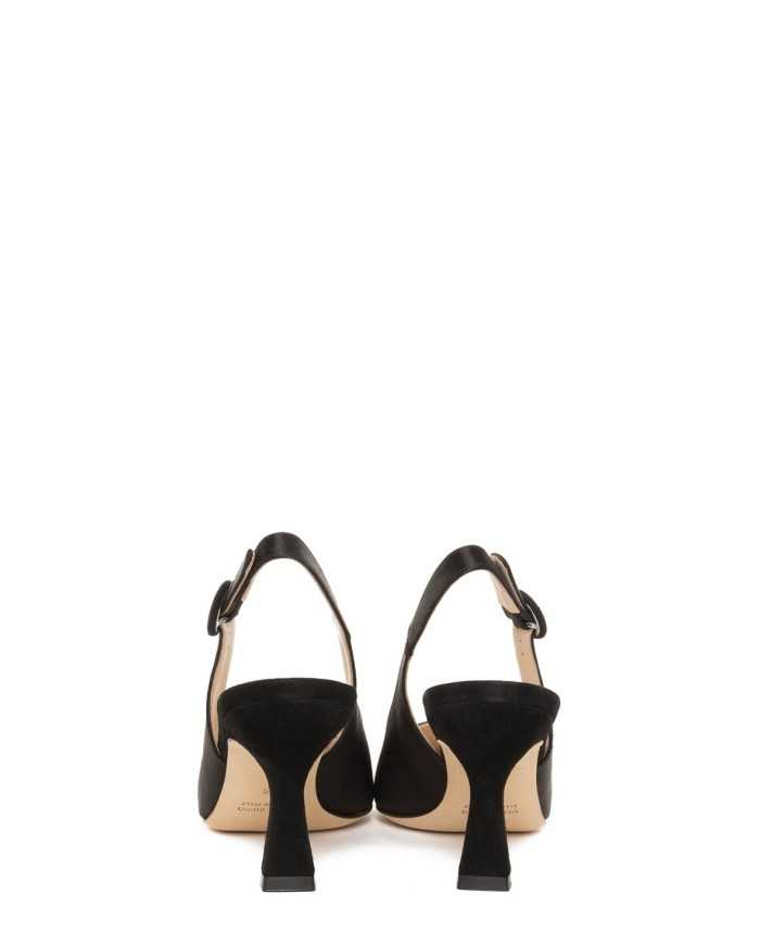 LELLA BALDI Sandalo slingback in raso e camoscio