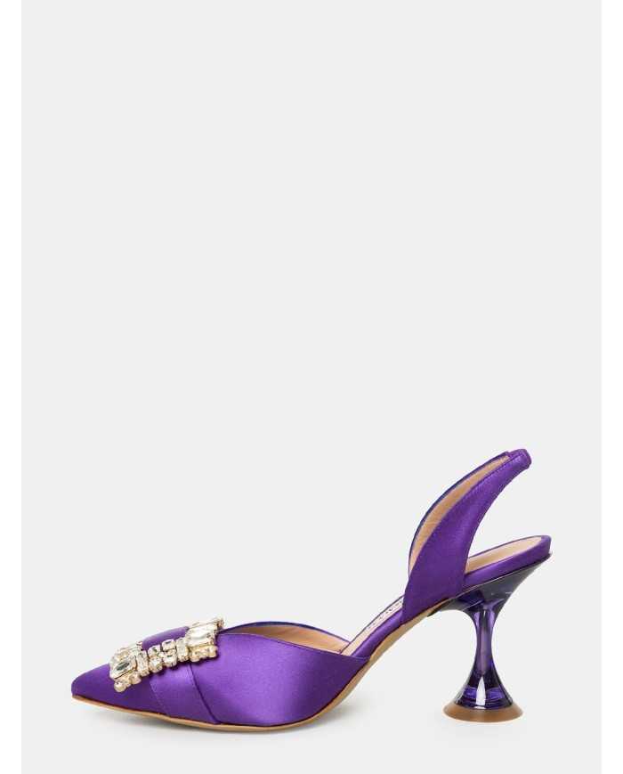 FRANCESCO SACCO Sandalo in raso con fibbia gioiello