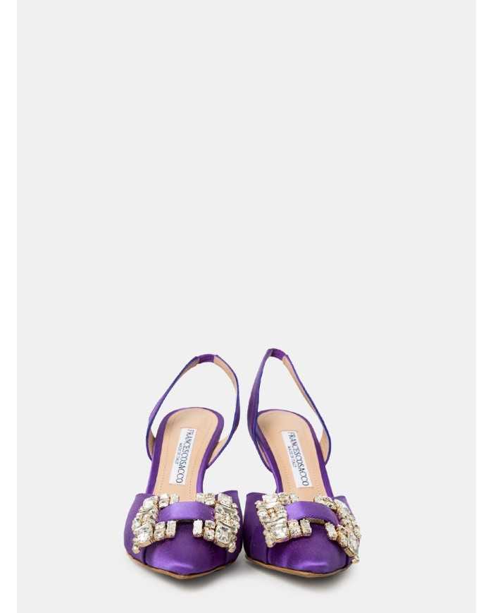 FRANCESCO SACCO Sandalo in raso con fibbia gioiello