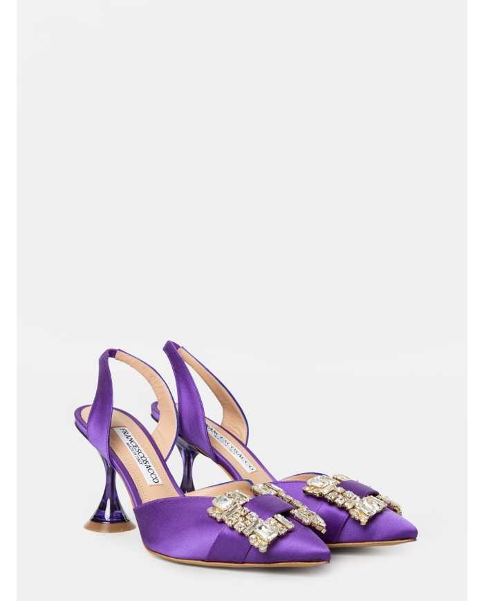 FRANCESCO SACCO Sandalo in raso con fibbia gioiello