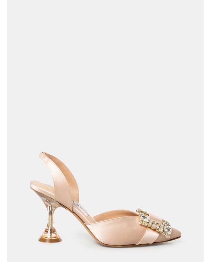 FRANCESCO SACCO Sandalo in raso con fibbia gioiello