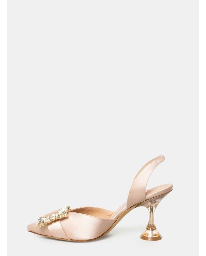 FRANCESCO SACCO Sandalo in raso con fibbia gioiello