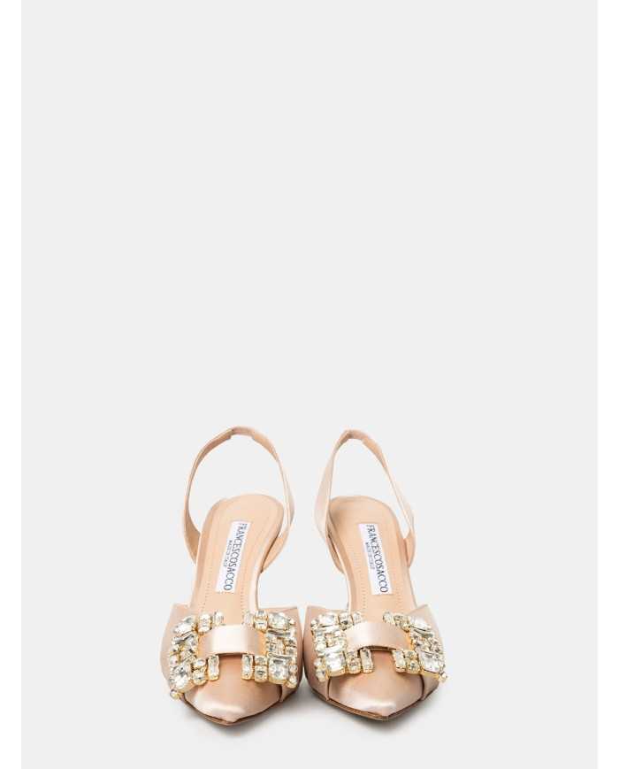 FRANCESCO SACCO Sandalo in raso con fibbia gioiello