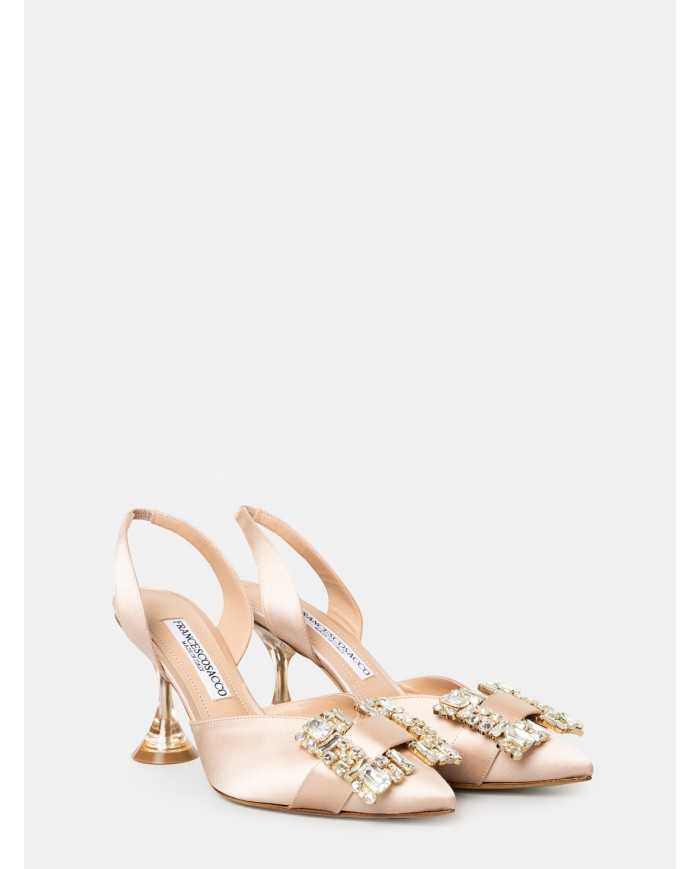 FRANCESCO SACCO Sandalo in raso con fibbia gioiello