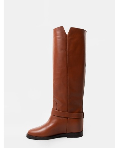 Via Roma 15 Stivale in pelle con accessorio bottone