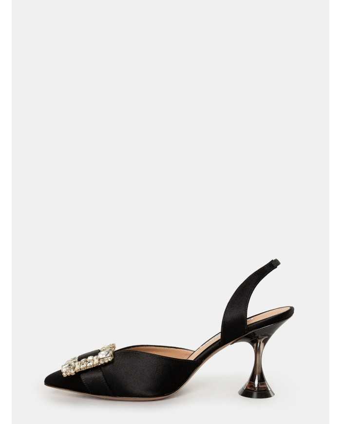 FRANCESCO SACCO Sandalo in raso con fibbia gioiello