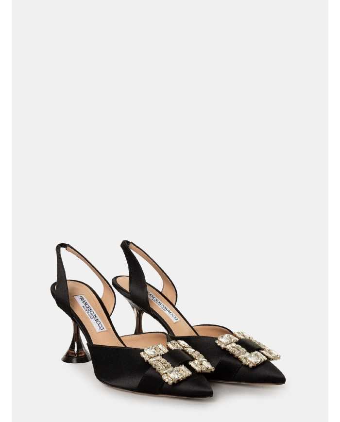 FRANCESCO SACCO Sandalo in raso con fibbia gioiello