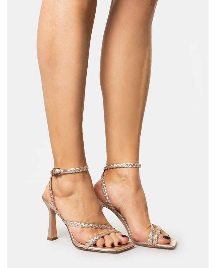 FRANCESCO SACCO Sandalo intrecciato laminato