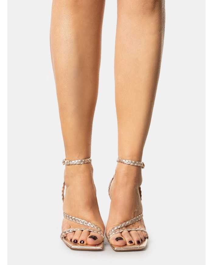 FRANCESCO SACCO Sandalo intrecciato laminato