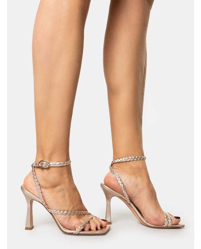 FRANCESCO SACCO Sandalo intrecciato laminato