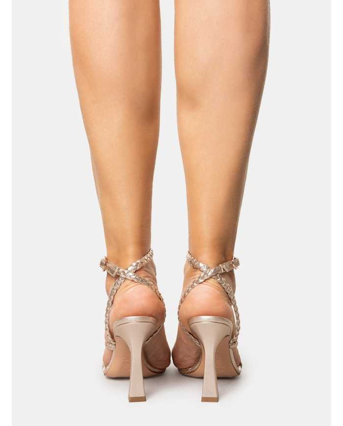 FRANCESCO SACCO Sandalo intrecciato laminato