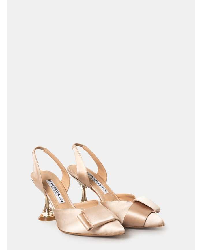 FRANCESCO SACCO Sandalo in raso con fiocco