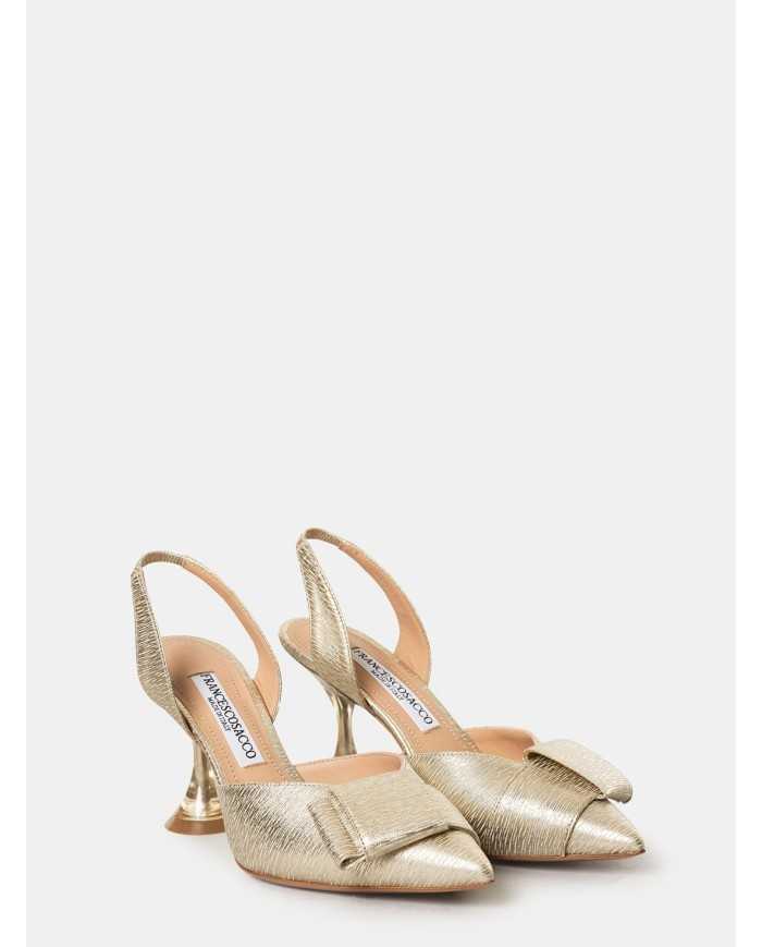 FRANCESCO SACCO Sandalo in pelle saffiano con fiocco