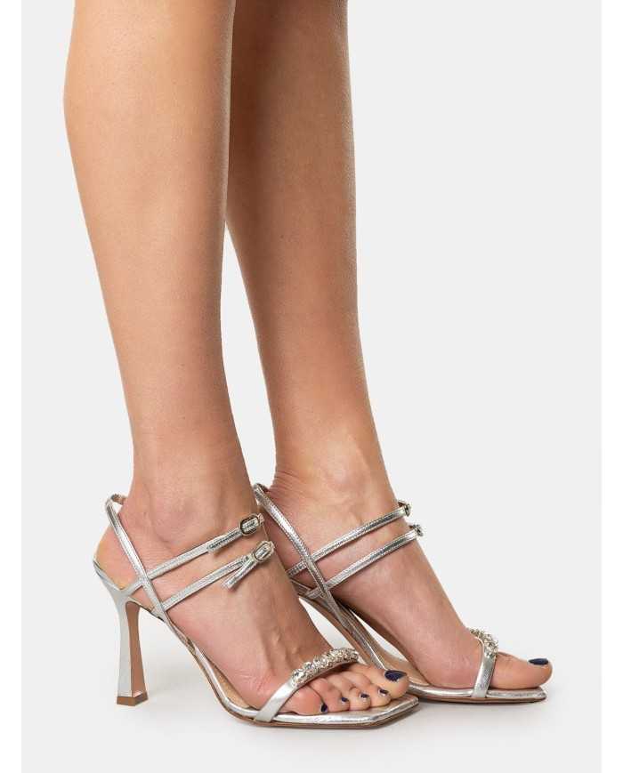 FRANCESCO SACCO Sandalo laminato con pietre