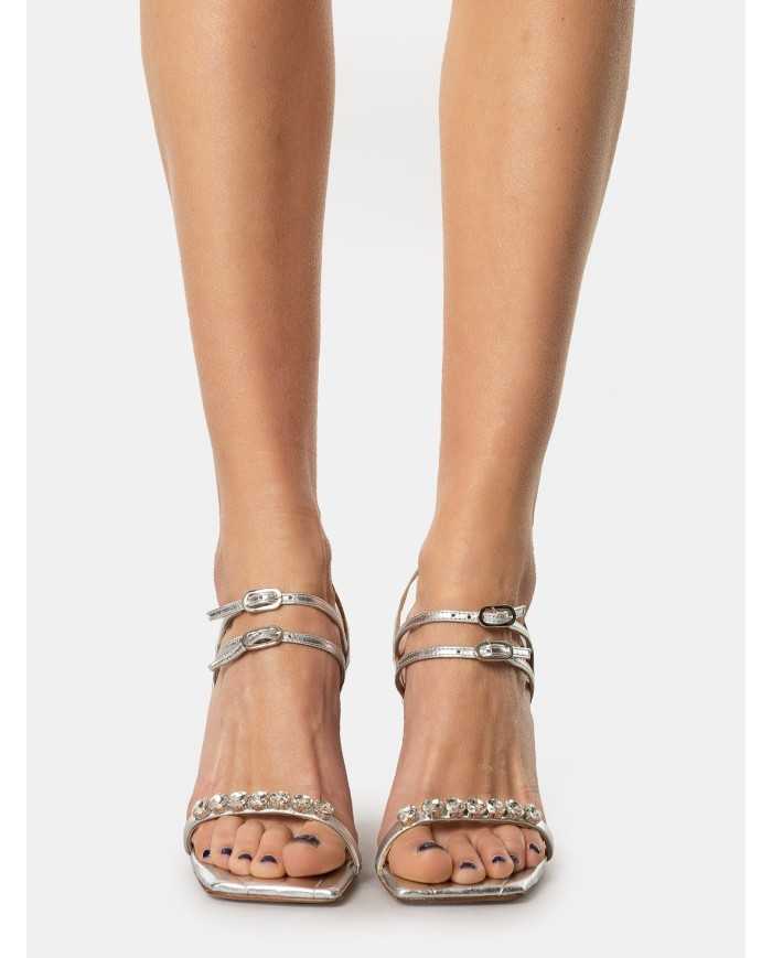 FRANCESCO SACCO Sandalo laminato con pietre