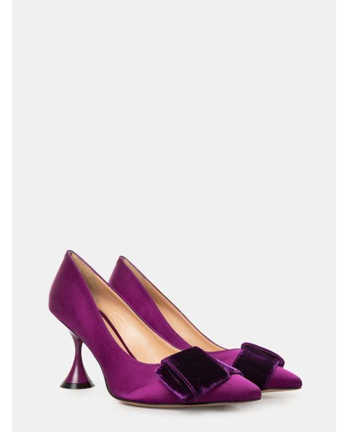 FRANCESCO SACCO Decolletè in raso con fiocco velluto