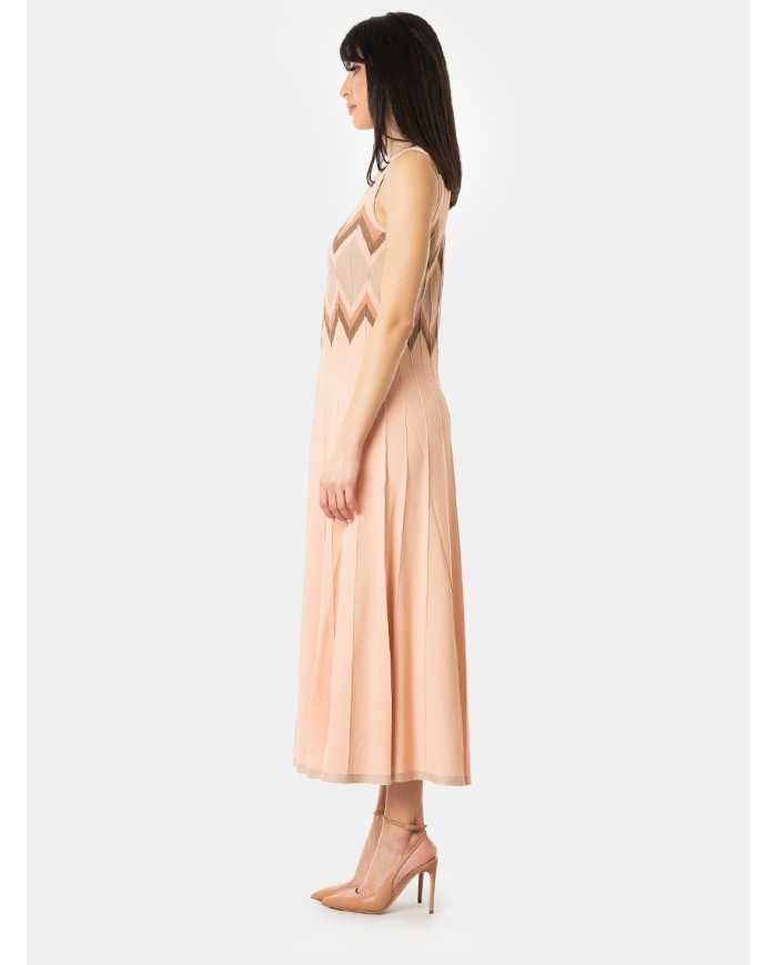 D.EXTERIOR Abito lungo intarsio rombi