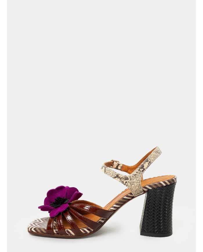 CHIE MIHARA Sandalo in pitone con fiore