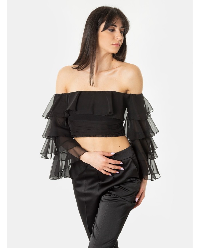 BABYLON Top crop con volant
