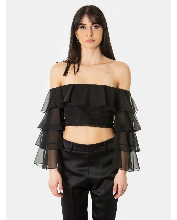 BABYLON Top crop con volant