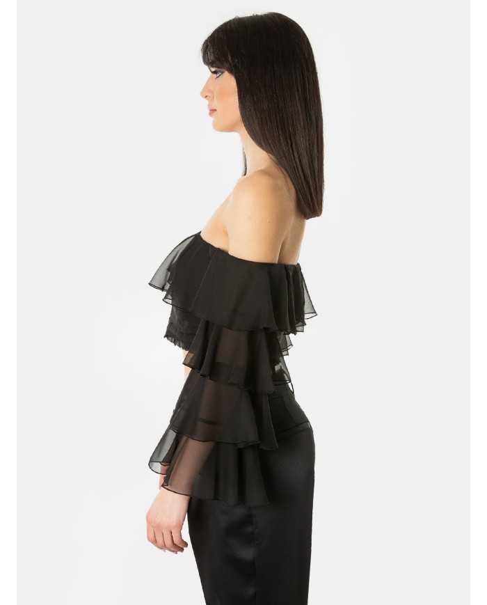 BABYLON Top crop con volant