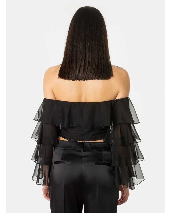 BABYLON Top crop con volant