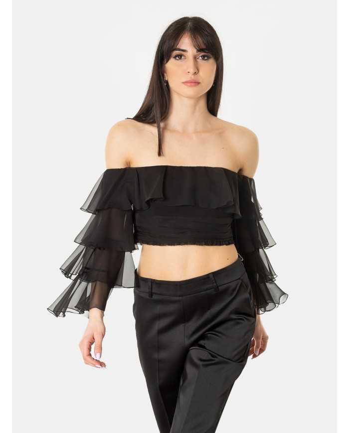 BABYLON Top crop con volant