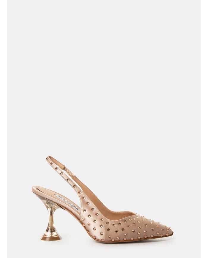 FRANCESCO SACCO Sandalo slingback in raso con swarovski