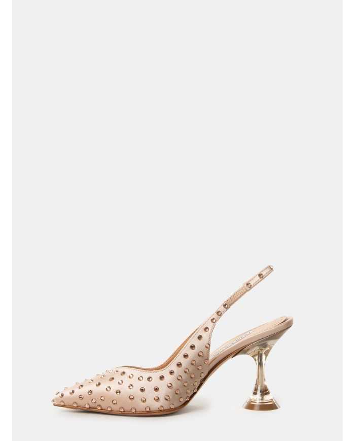 FRANCESCO SACCO Sandalo slingback in raso con swarovski