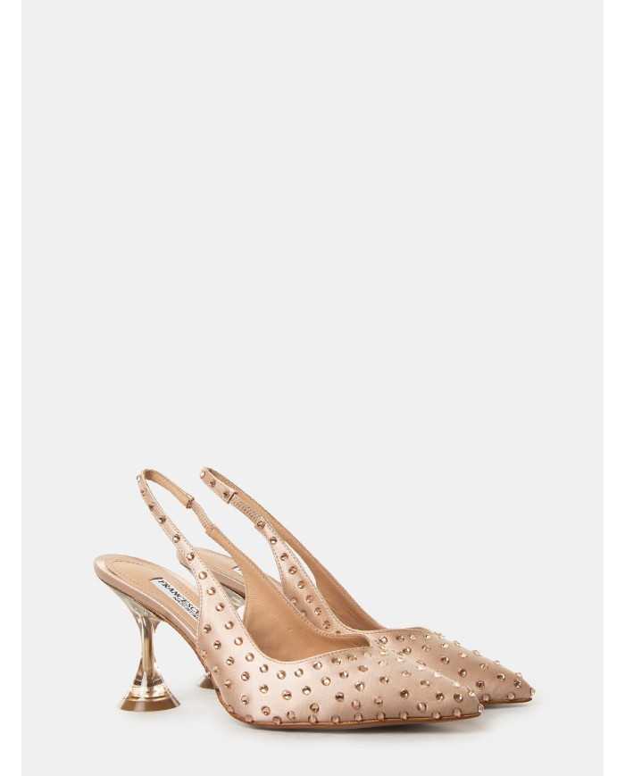 FRANCESCO SACCO Sandalo slingback in raso con swarovski
