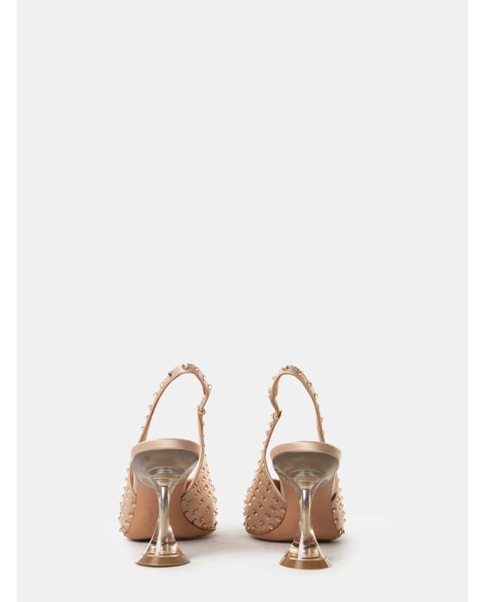 FRANCESCO SACCO Sandalo slingback in raso con swarovski