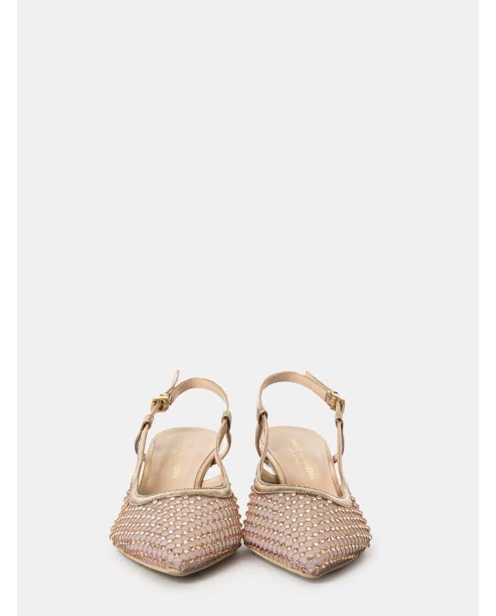 SILVIE Sandalo slingback con rete e strass