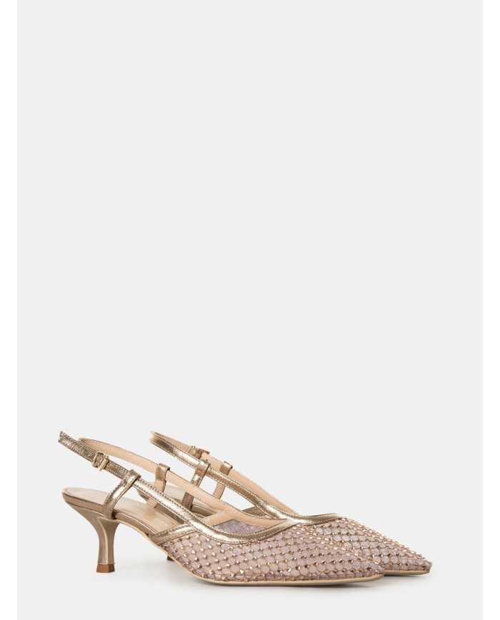 SILVIE Sandalo slingback con rete e strass