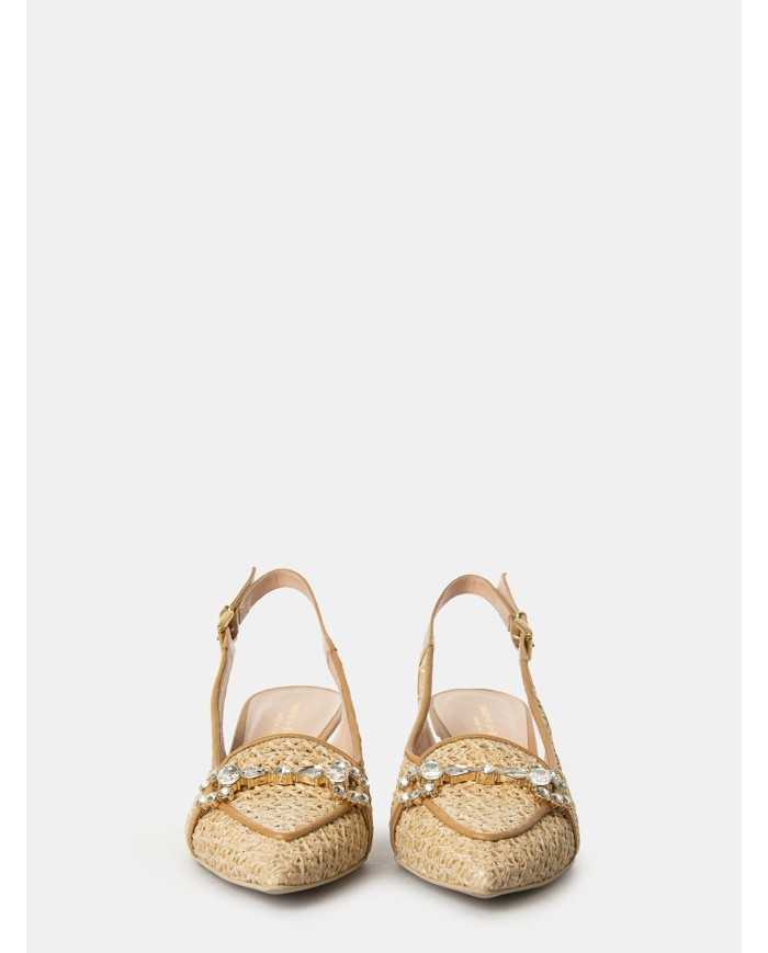 SILVIE Sandalo slingback in rafia