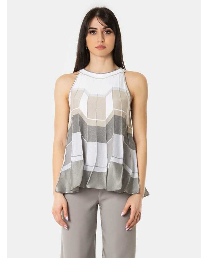 D.EXTERIOR Top plissè con intarsio