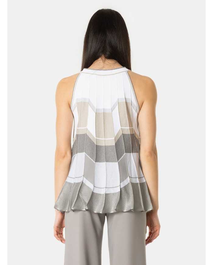 D.EXTERIOR Top plissè con intarsio