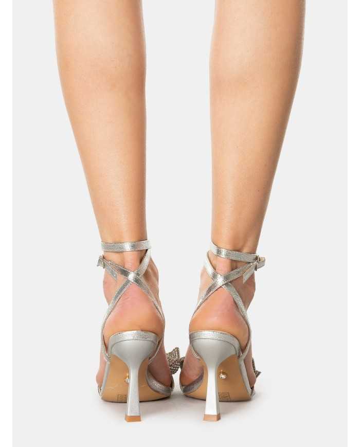 TWENTY FOURHAITCH Sandalo laminato con fiocco