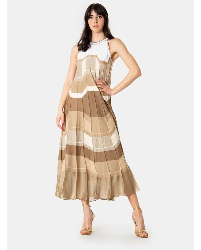 D.EXTERIOR Abito lungo con intarsio