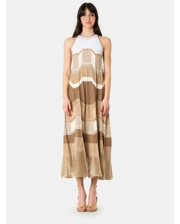 D.EXTERIOR Abito lungo con intarsio