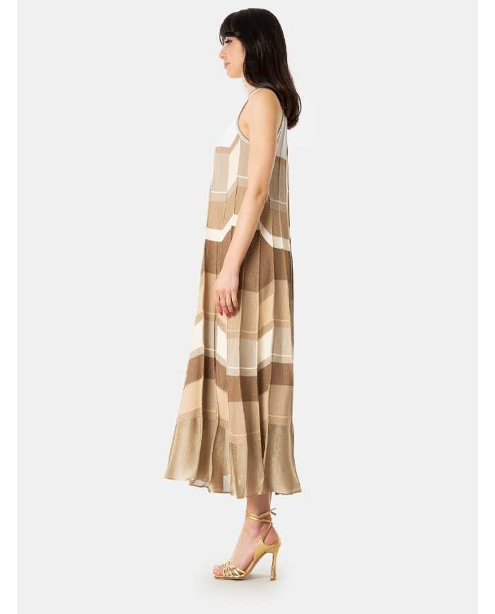 D.EXTERIOR Abito lungo con intarsio