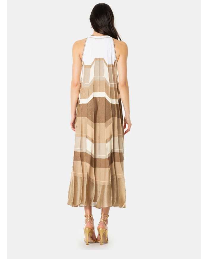 D.EXTERIOR Abito lungo con intarsio