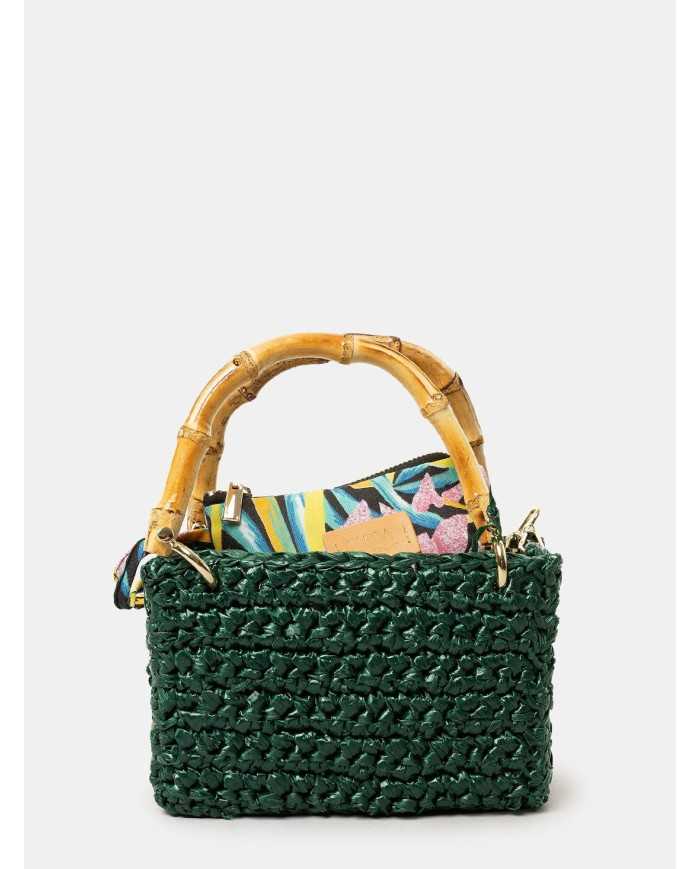 CHICA Handmade Borsa piccola in rafia FORESTA