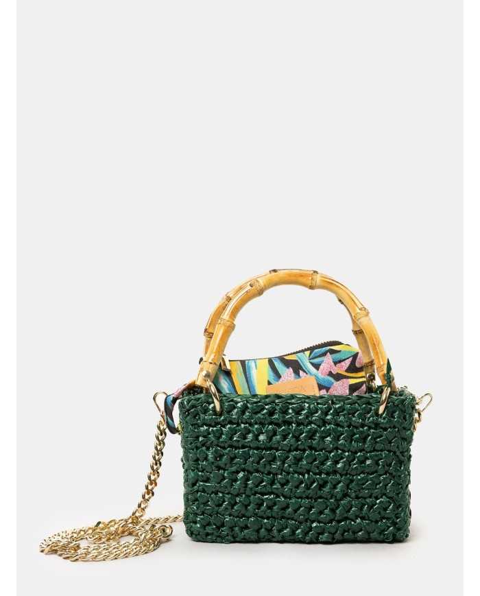 CHICA Handmade Borsa piccola in rafia FORESTA