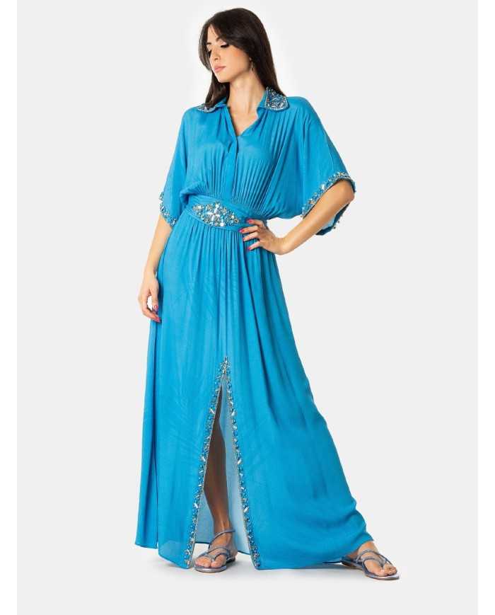 MIRIAM STELLA Abito lungo con colletto ricamato