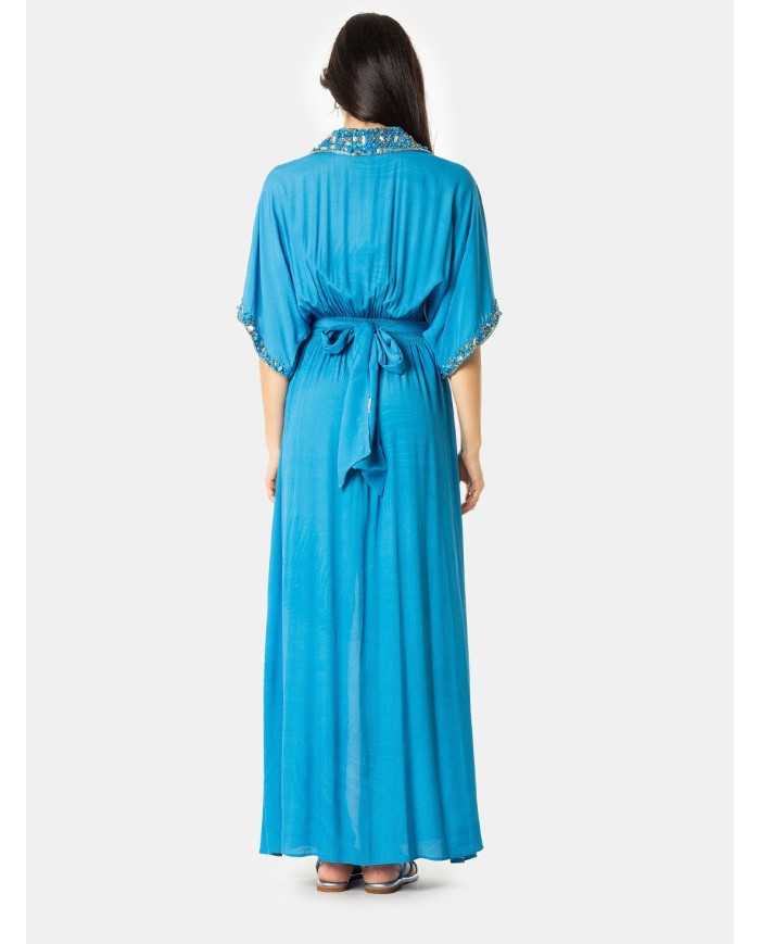 MIRIAM STELLA Abito lungo con colletto ricamato