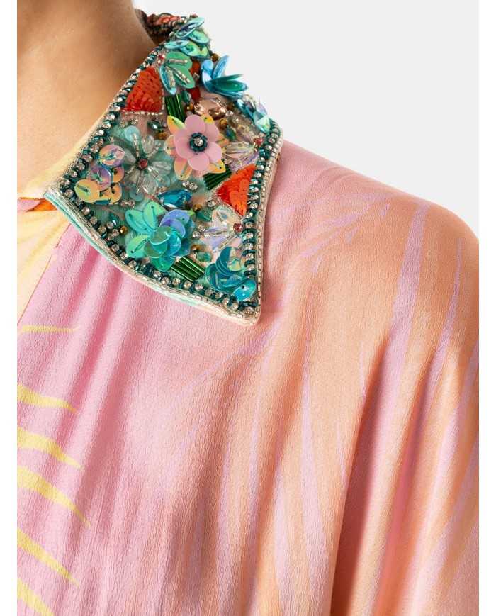 MIRIAM STELLA Abito lungo con colletto ricamato